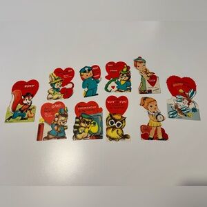 Vintage Animal and Character Valentine Card Lot 10ct